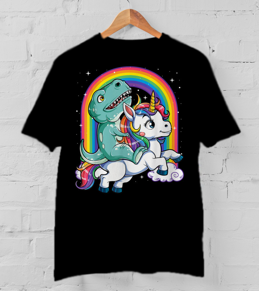 Dinosaur Unicorn Rainbow Fantasy Adventure Party T-Shirt