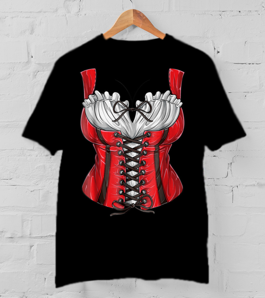 Dirndl Costume Oktoberfest Fraulein Corset Style Bavarian Dress T-Shirt