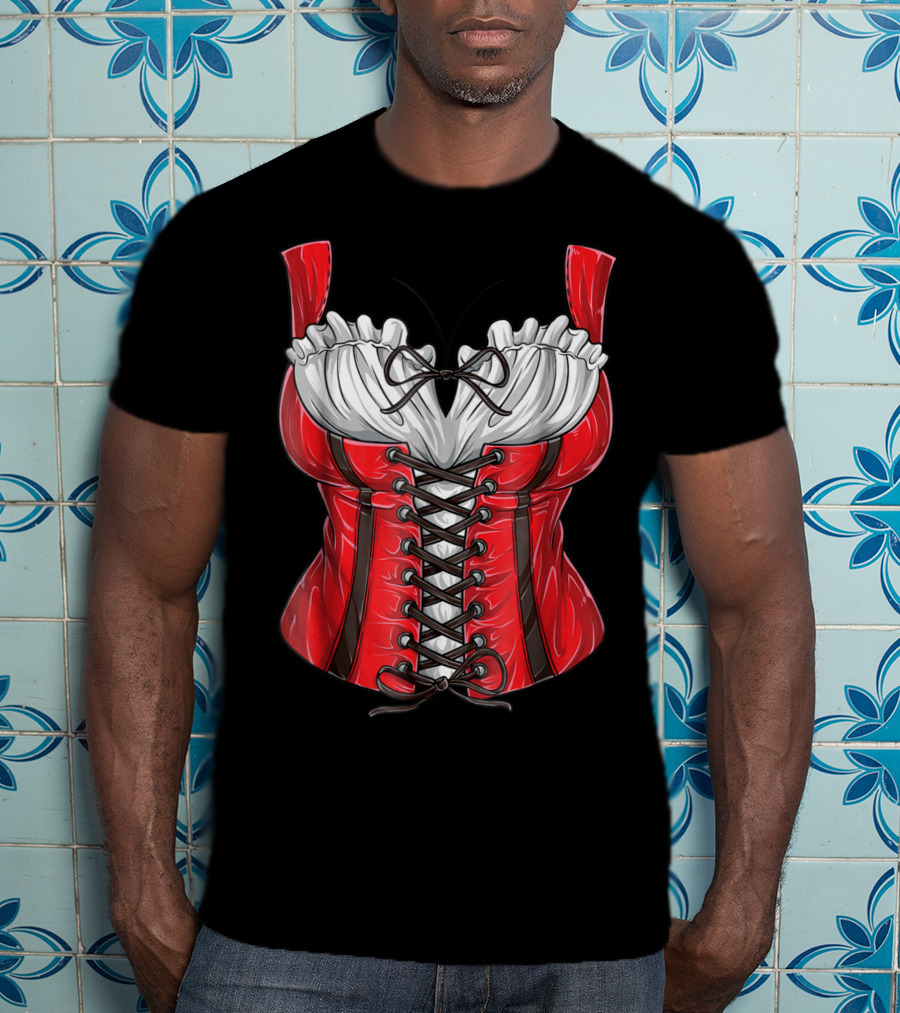 Dirndl Costume Oktoberfest Fraulein Corset Style Bavarian Dress T-Shirt