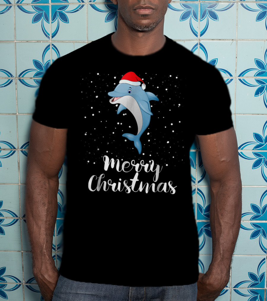 Merry Christmas Dolphin Family Group Matching Holiday T-Shirt