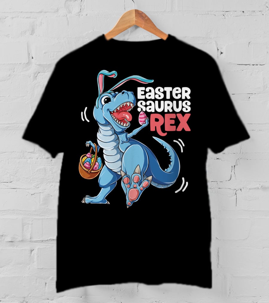 Easter Saurus Rex Bunny Dinosaur With Eggs T-Shirt