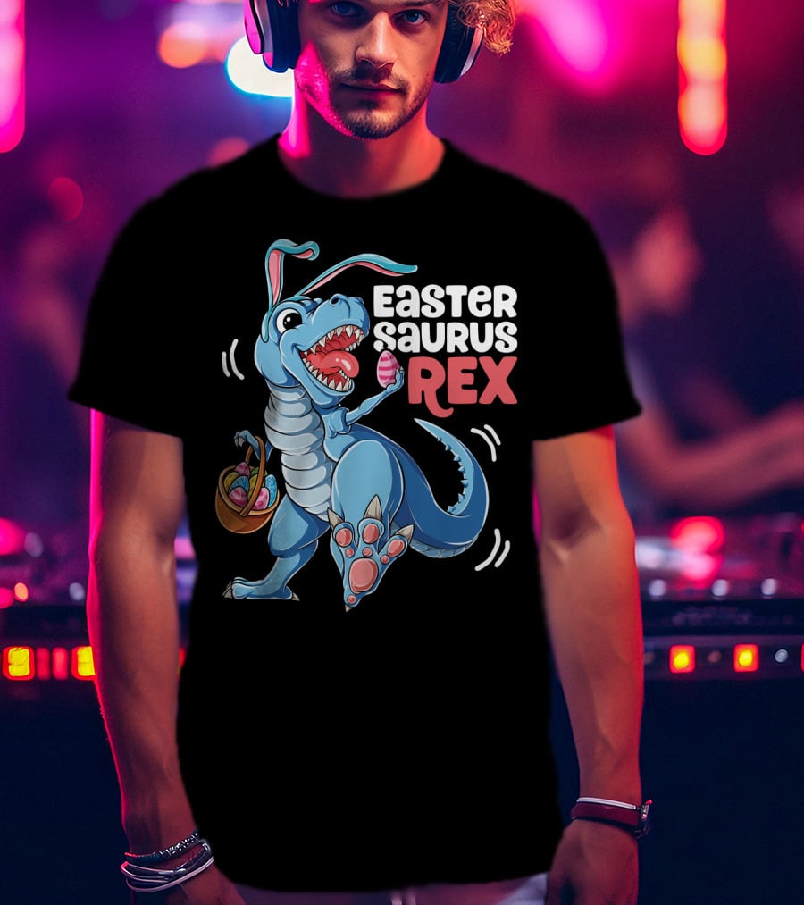 Easter Saurus Rex Bunny Dinosaur With Eggs T-Shirt