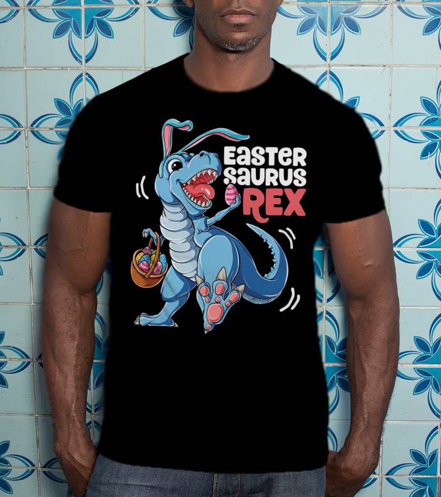 Easter Saurus Rex Bunny Dinosaur With Eggs T-Shirt