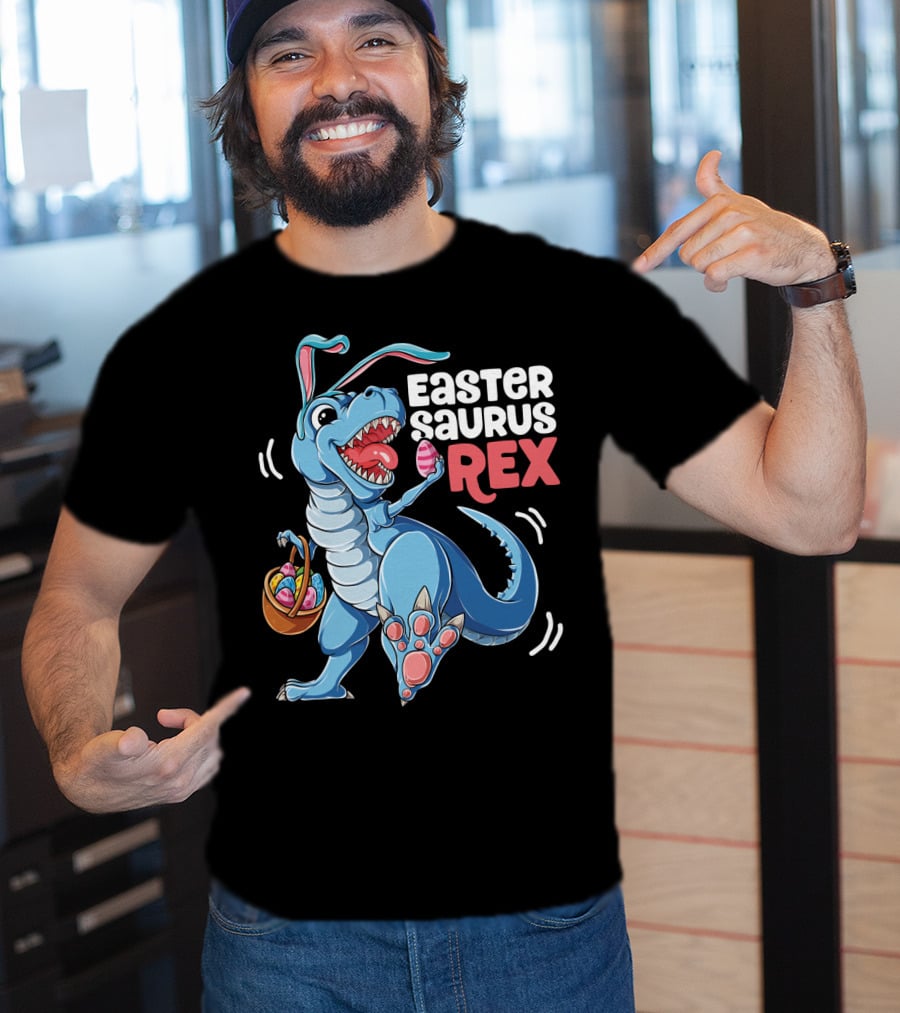 Easter Saurus Rex Bunny Dinosaur With Eggs T-Shirt