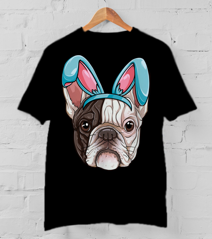 Easter Bunny Ears On French Bulldog Dog Boys Girl T-Shirt