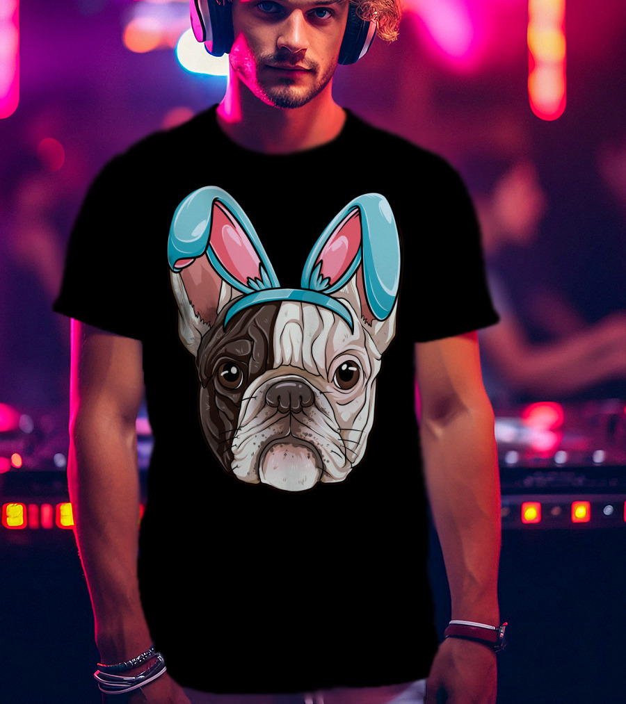 Easter Bunny Ears On French Bulldog Dog Boys Girl T-Shirt