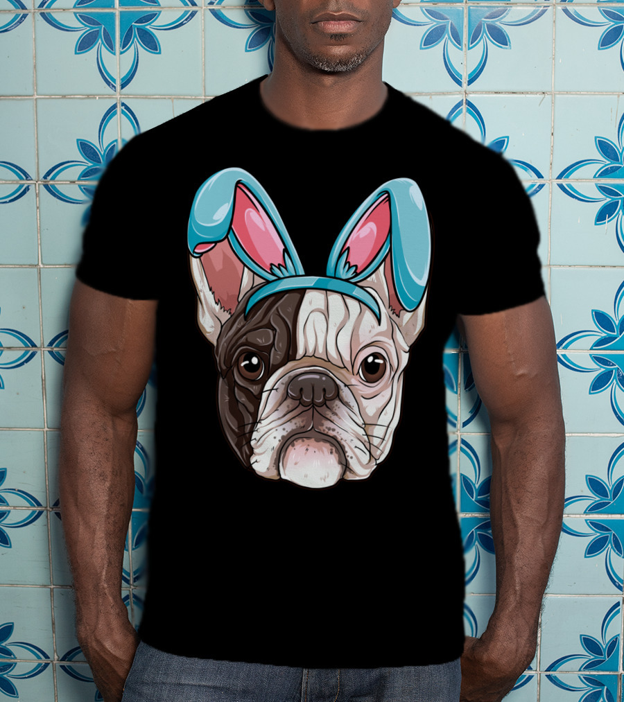 Easter Bunny Ears On French Bulldog Dog Boys Girl T-Shirt