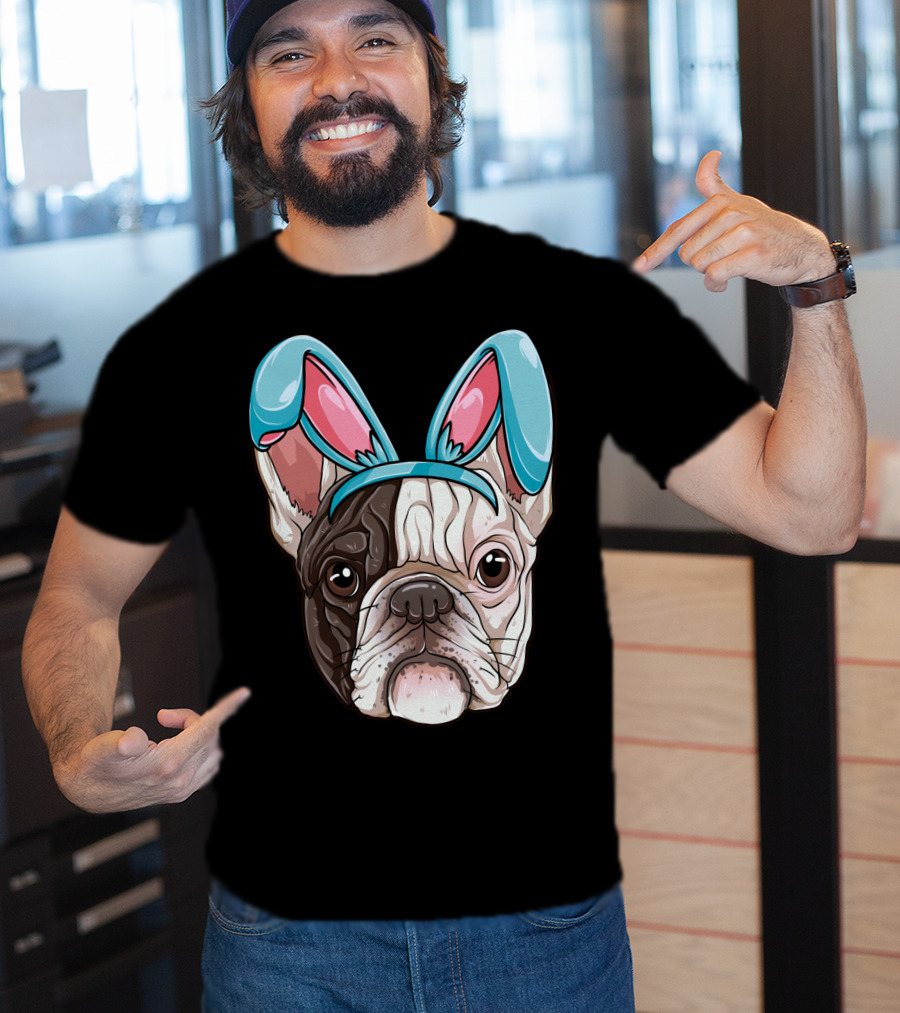 Easter Bunny Ears On French Bulldog Dog Boys Girl T-Shirt