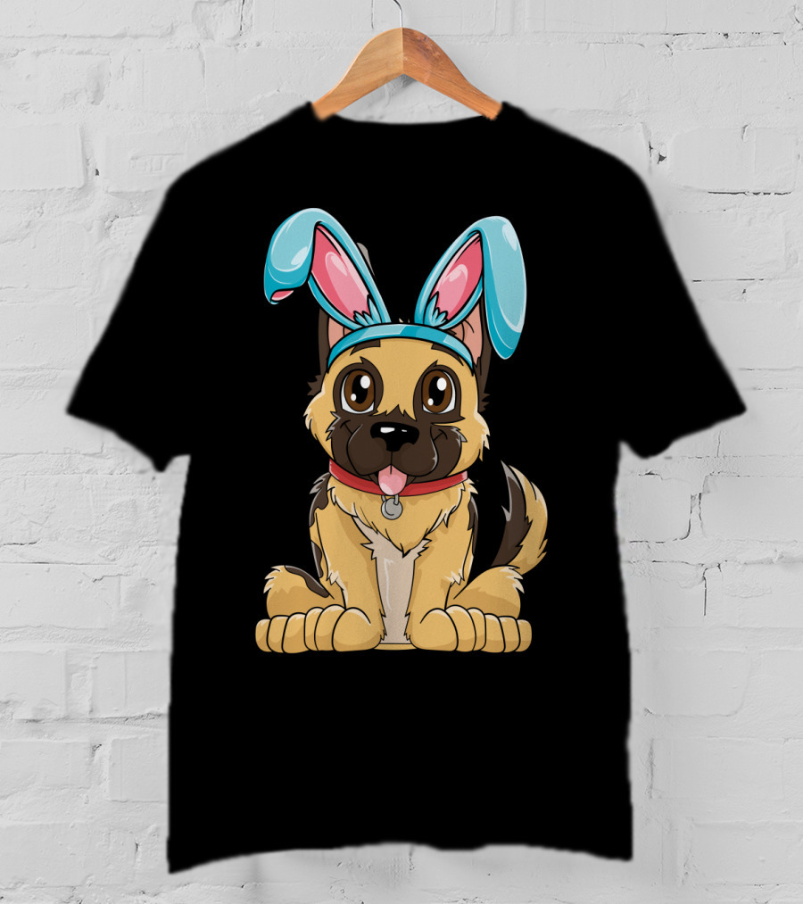Easter Bunny Ears Cute German Shepherd Puppy Boys Girl T-Shirt