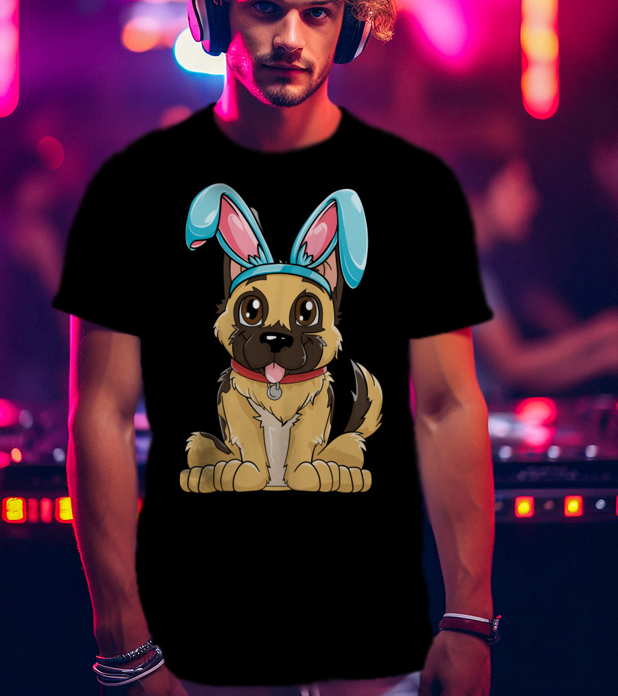 Easter Bunny Ears Cute German Shepherd Puppy Boys Girl T-Shirt
