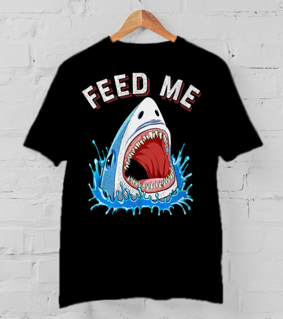 Feed Me Shark Head Lover Jawsome Ocean Splash T-Shirt