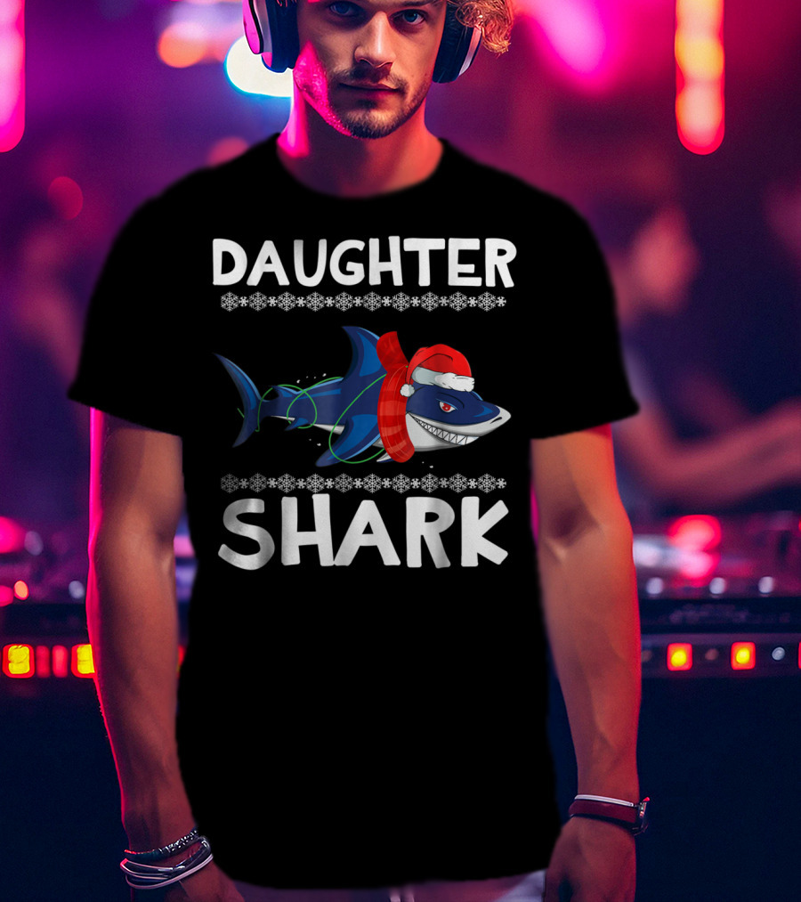 Daughter Shark Santa Hat Ugly Christmas T-Shirt
