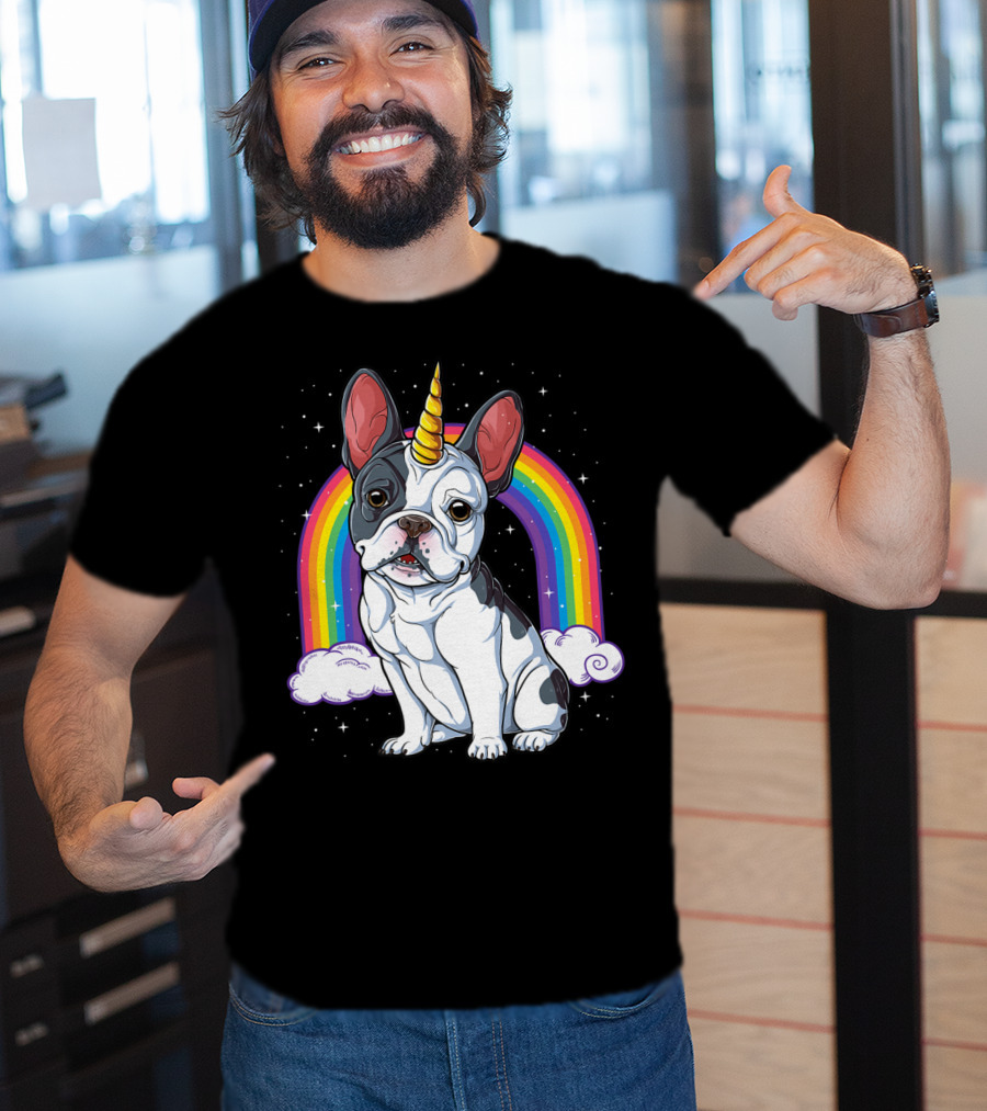 French Bulldog Unicorn Rainbow Space Galaxy Kids T-Shirt