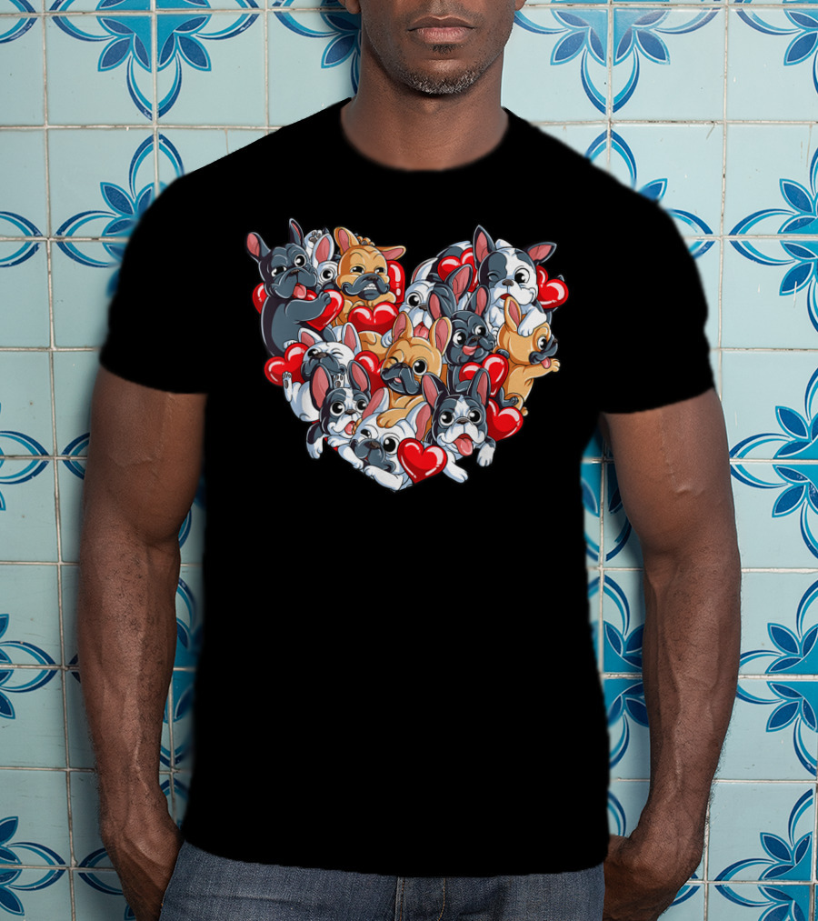 French Bulldog Heart Valentines Day T-Shirt