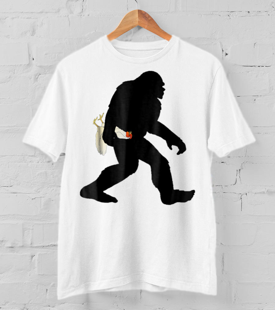 Funny Bigfoot Sasquatch Carrying Chicken Boys T-Shirt