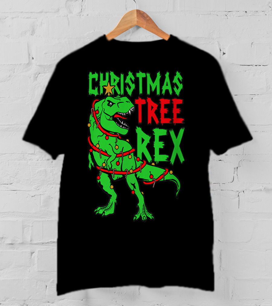 Christmas Tree Rex Dinosaur Boys T-Shirt