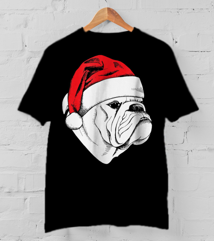 English Bulldog Santa Christmas T-Shirt