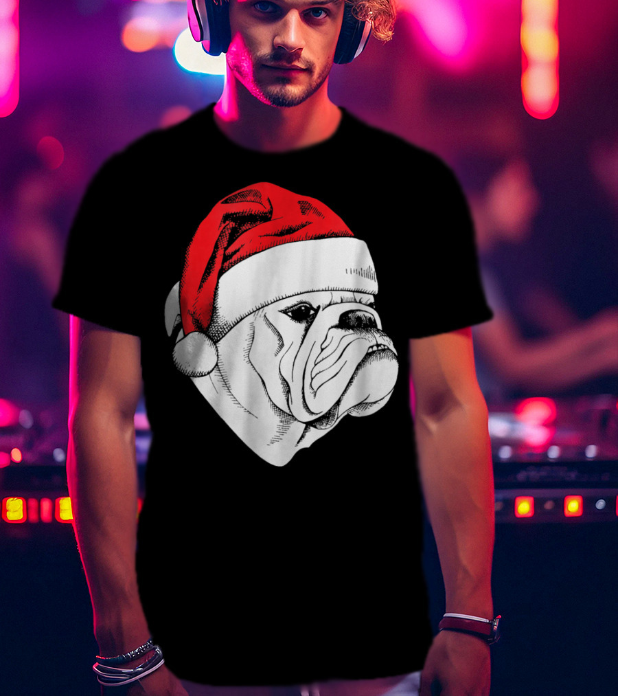 English Bulldog Santa Christmas T-Shirt