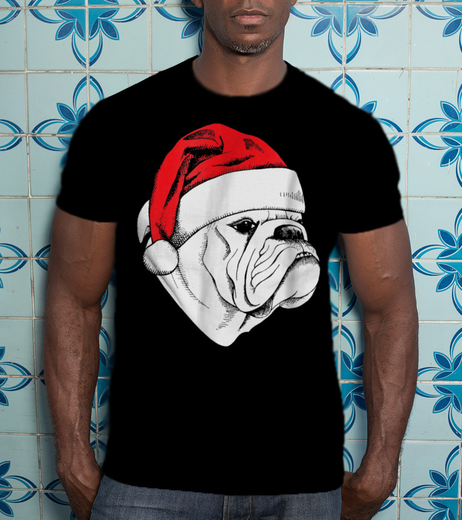 English Bulldog Santa Christmas T-Shirt