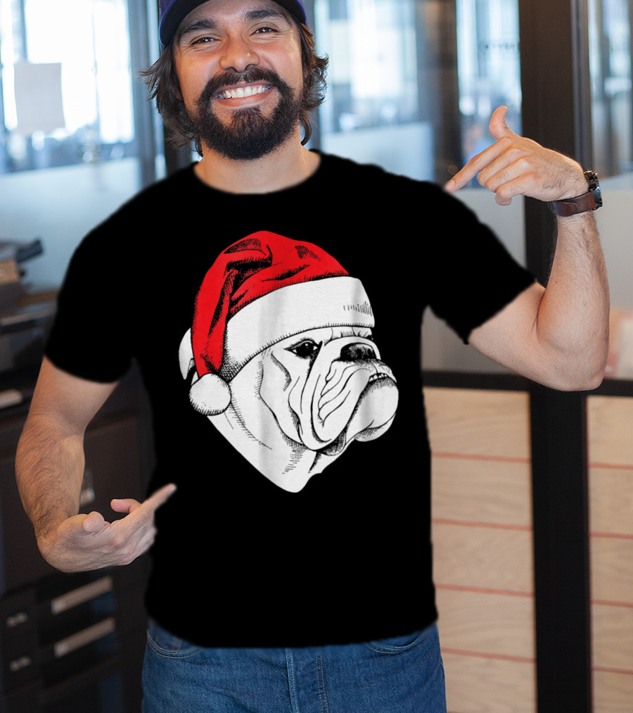 English Bulldog Santa Christmas T-Shirt