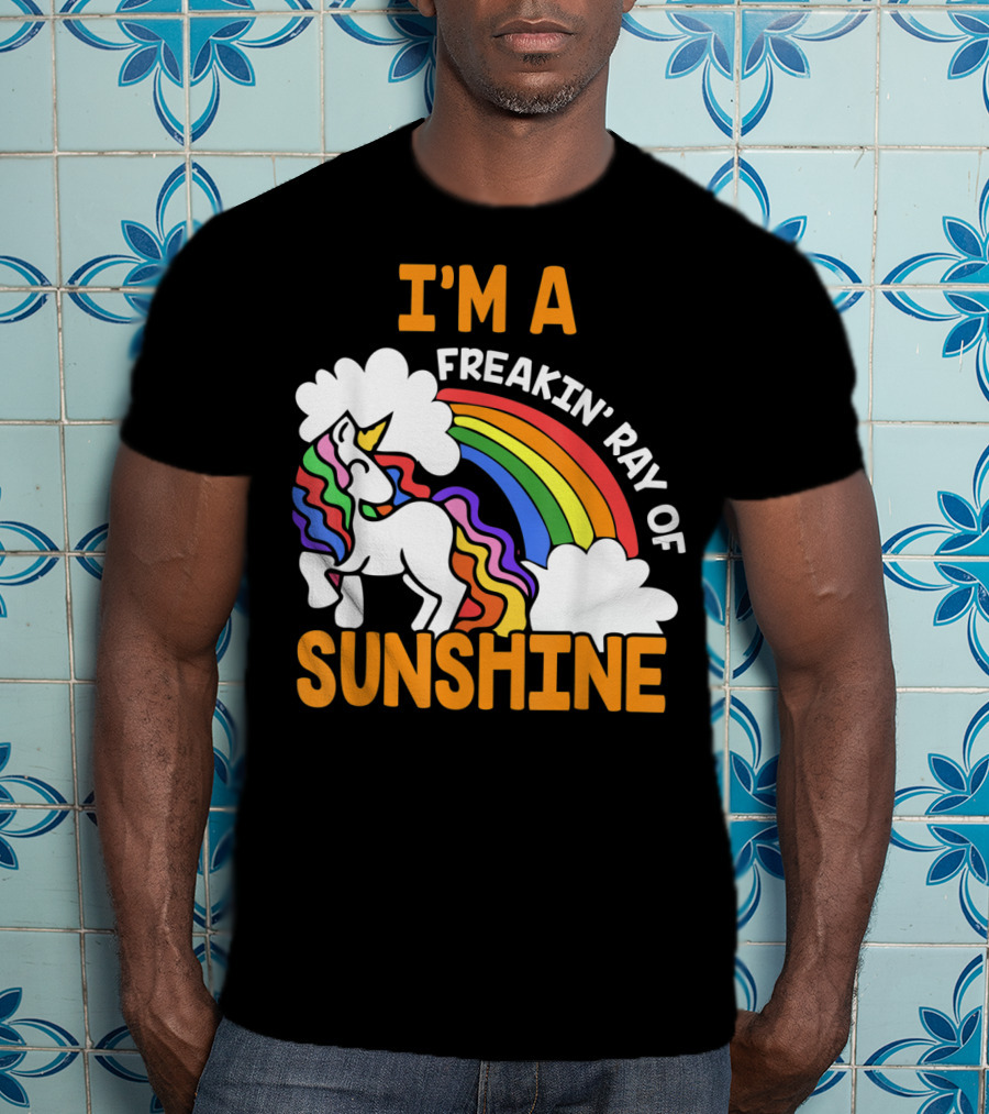 I'm A Freakin' Ray Of Sunshine Funny Rainbow Unicorn Vintage 1970's HY T-Shirt
