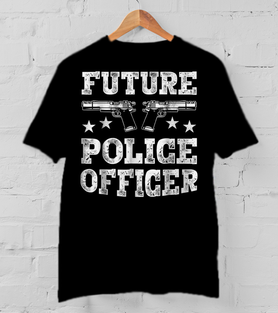Future Police Officer Two Pistols Stars T-Shirt