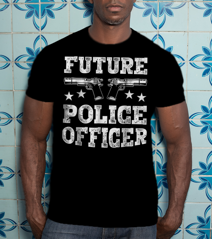 Future Police Officer Two Pistols Stars T-Shirt