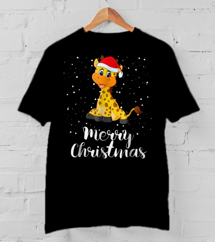 Merry Christmas Giraffe Family Group Matching T-Shirt