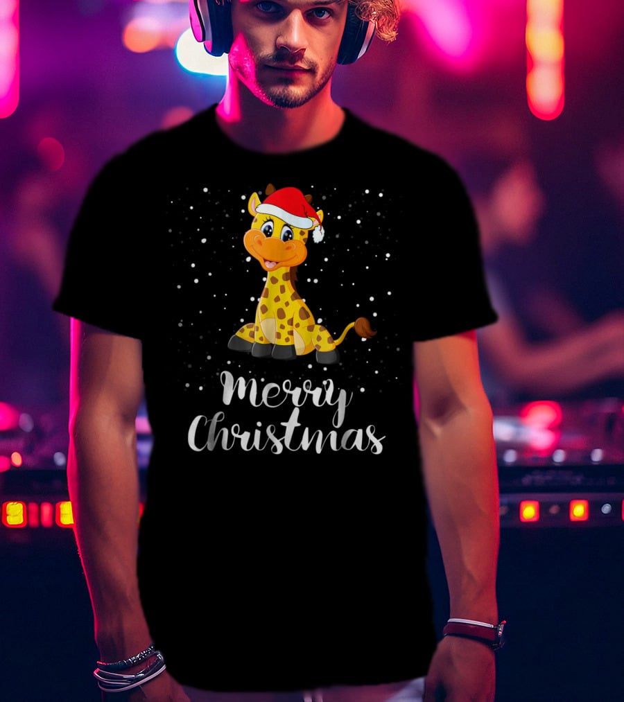 Merry Christmas Giraffe Family Group Matching T-Shirt