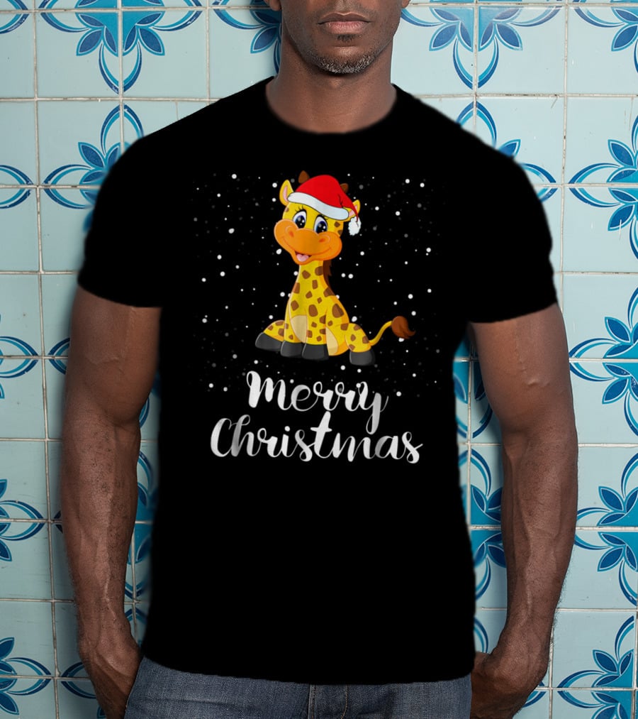 Merry Christmas Giraffe Family Group Matching T-Shirt