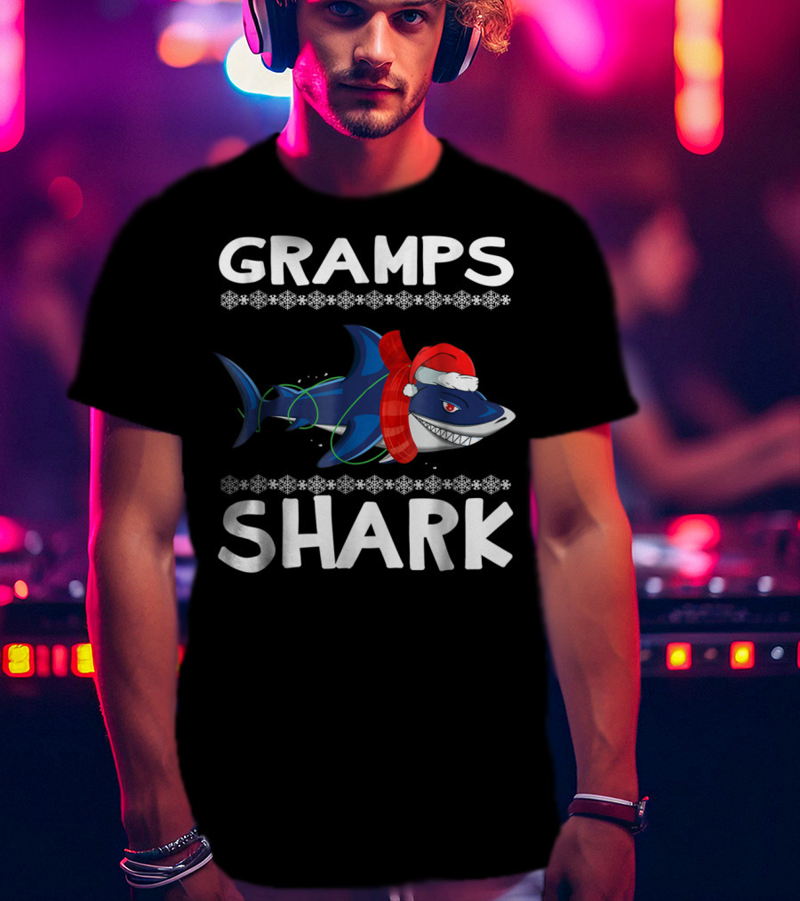 Gramps Shark Santa Hat Ugly Christmas Family T-Shirt