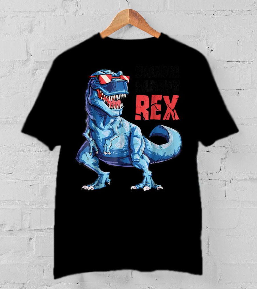 Grandpasaurus Rex Grandpa Saurus Dinosaur With Cool Glasses T-Shirt