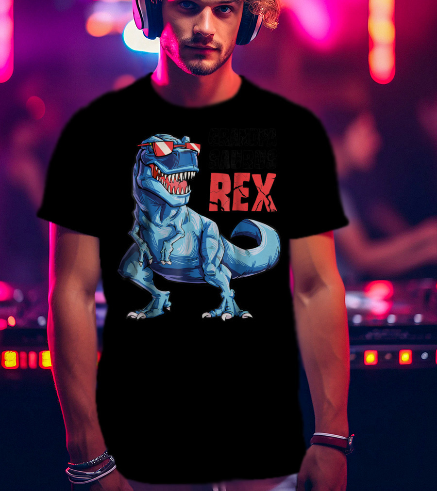 Grandpasaurus Rex Grandpa Saurus Dinosaur With Cool Glasses T-Shirt