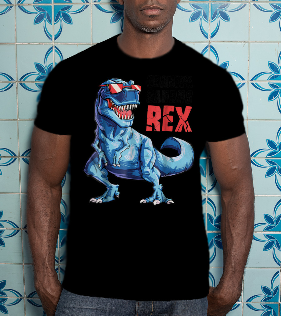 Grandpasaurus Rex Grandpa Saurus Dinosaur With Cool Glasses T-Shirt