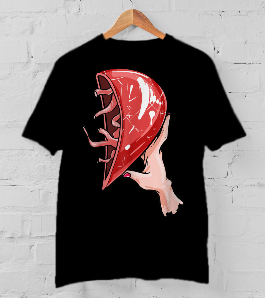 Hand Holding Semi-Open Anatomical Heart T-Shirt