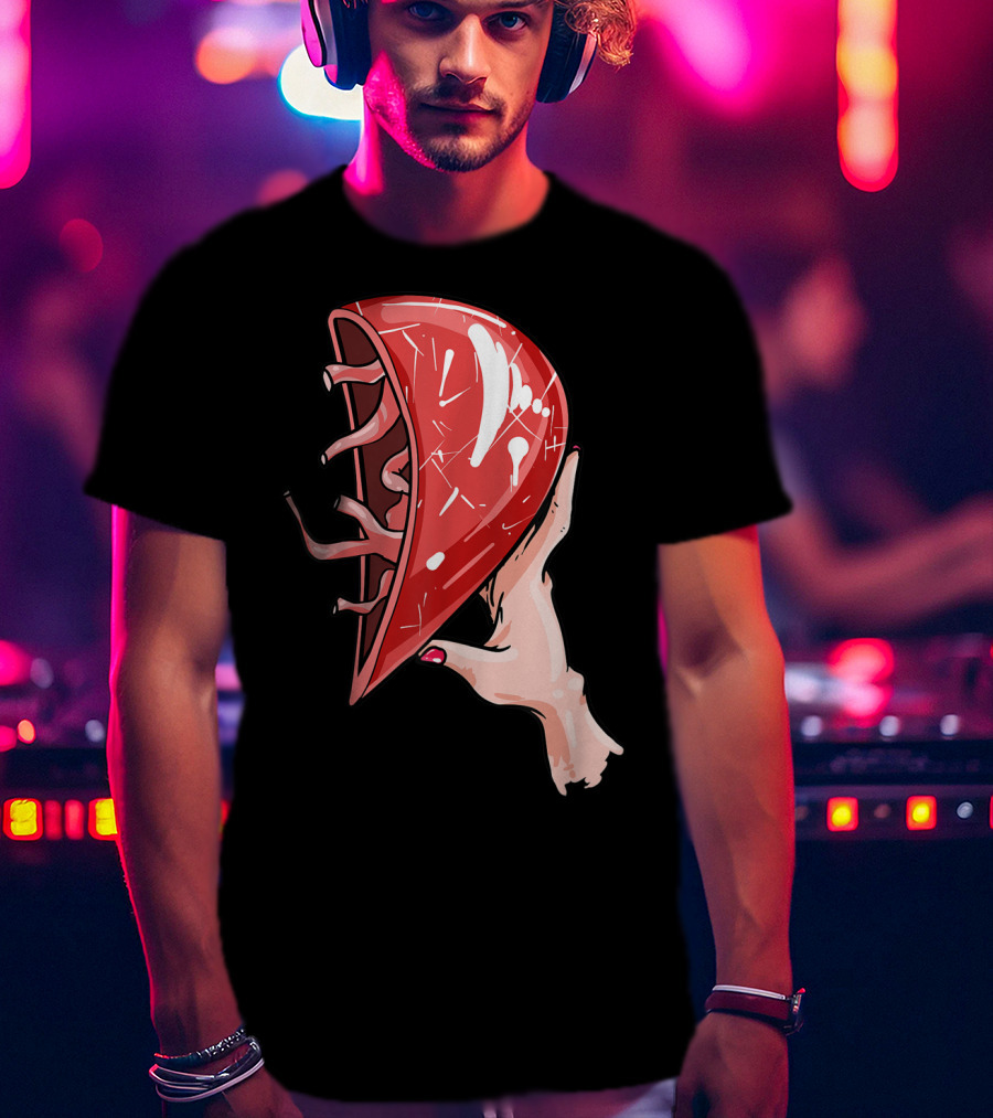 Hand Holding Semi-Open Anatomical Heart T-Shirt