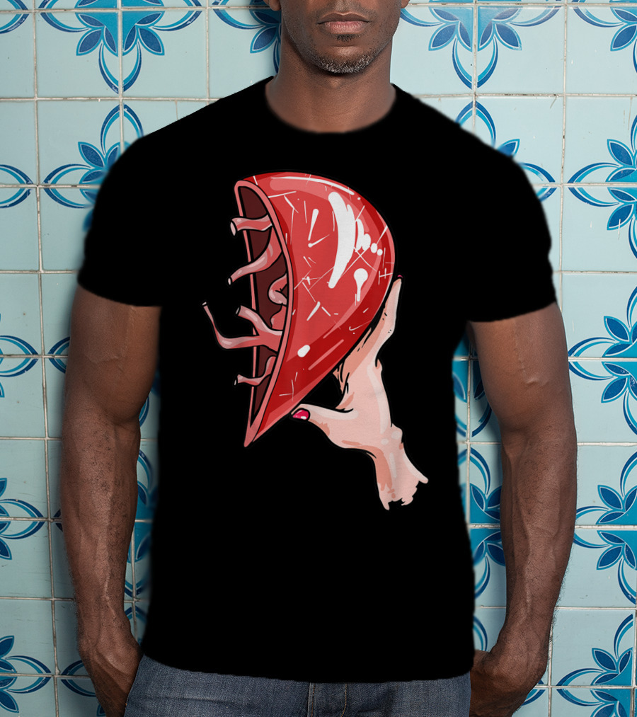 Hand Holding Semi-Open Anatomical Heart T-Shirt