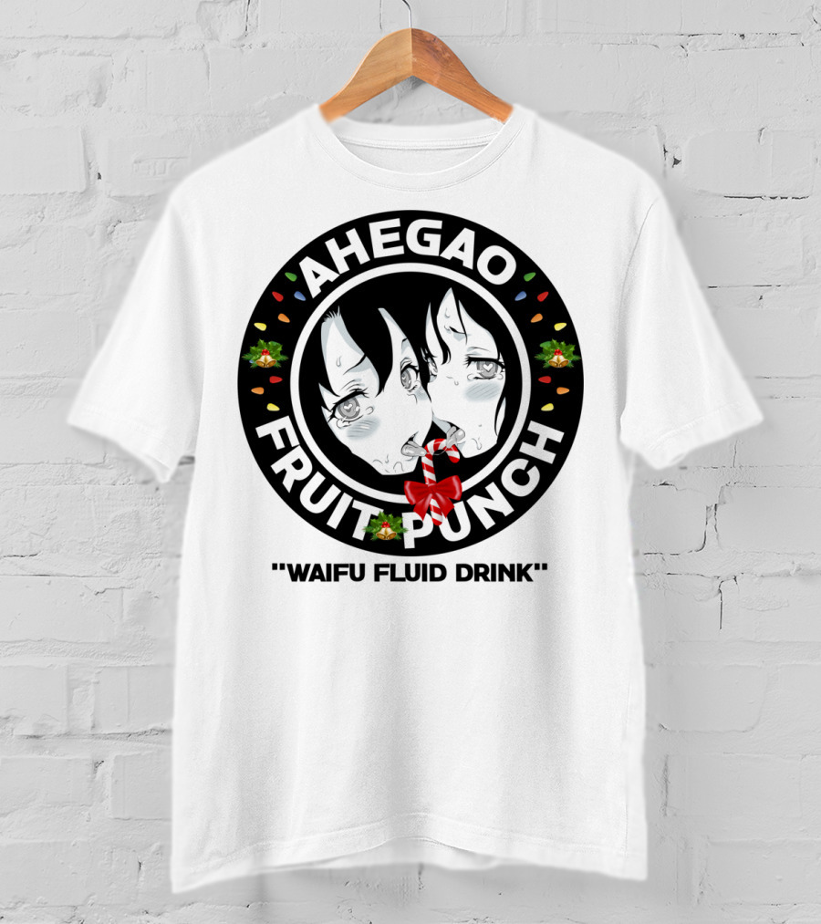 Ahegao Fruit Punch Waifu Fluid Drink Merry Christmas Lewd Anime T-Shirt