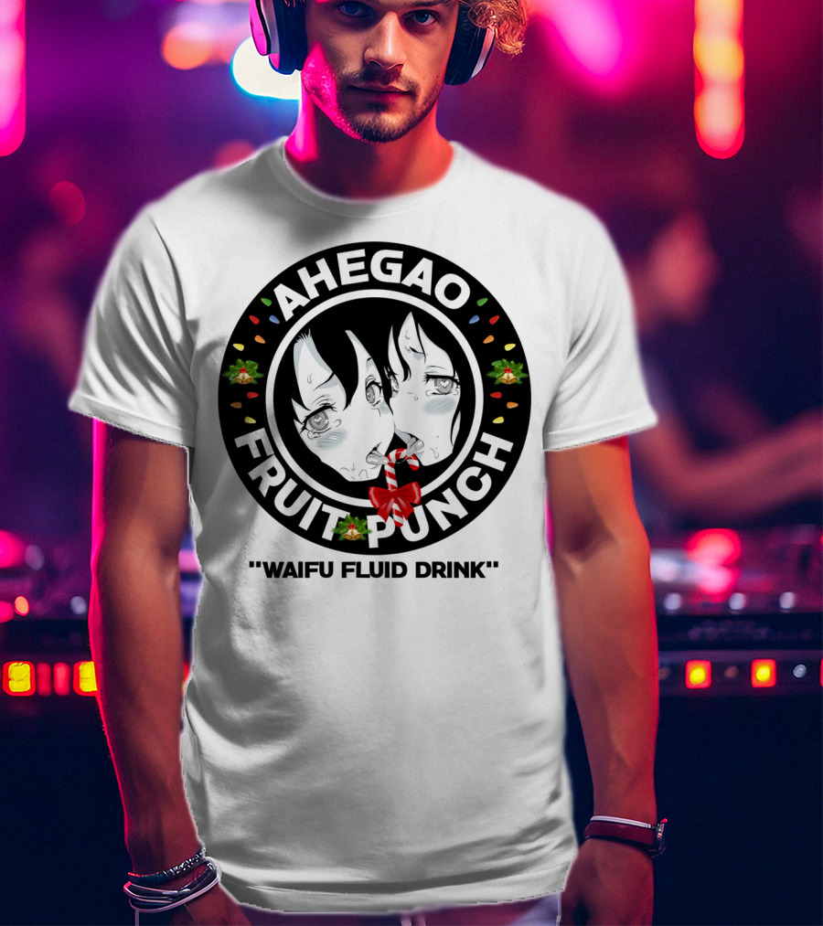 Ahegao Fruit Punch Waifu Fluid Drink Merry Christmas Lewd Anime T-Shirt