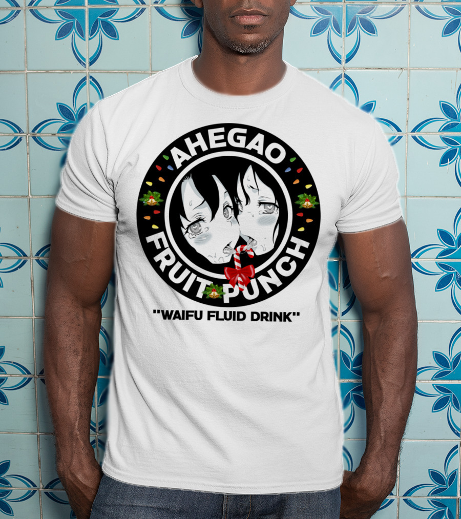 Ahegao Fruit Punch Waifu Fluid Drink Merry Christmas Lewd Anime T-Shirt