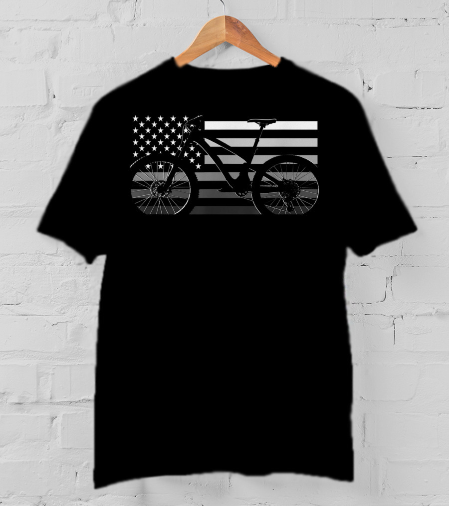 American Flag Mountain Bike Mtb T-Shirt
