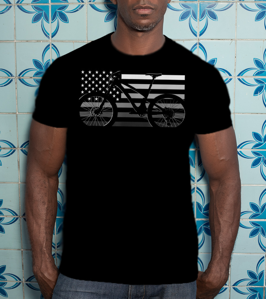 American Flag Mountain Bike Mtb T-Shirt
