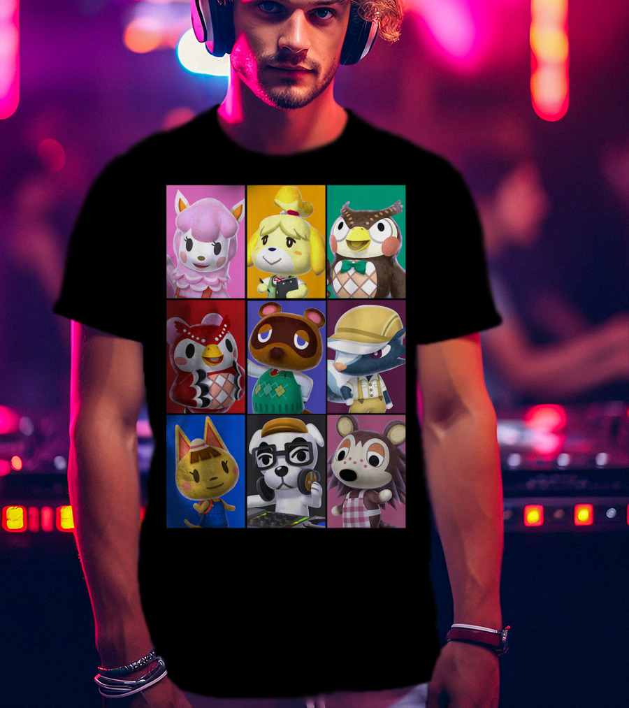 Animal Crossing Character Grid Featuring Isabelle And Tom Nook T-Shirt