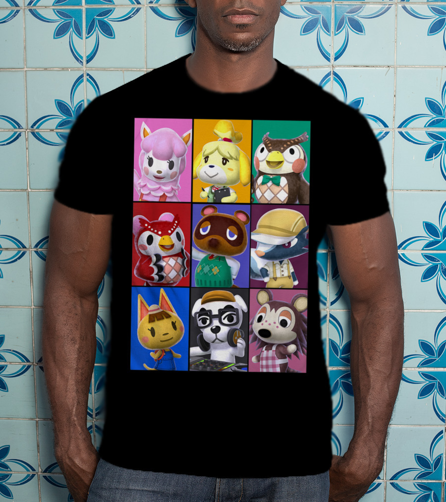 Animal Crossing Character Grid Featuring Isabelle And Tom Nook T-Shirt