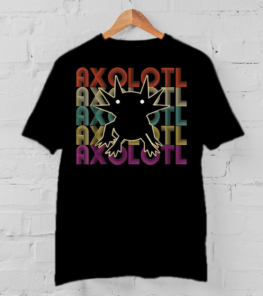 Axolotl Axolotl Retro Multicolor Outline T-Shirt