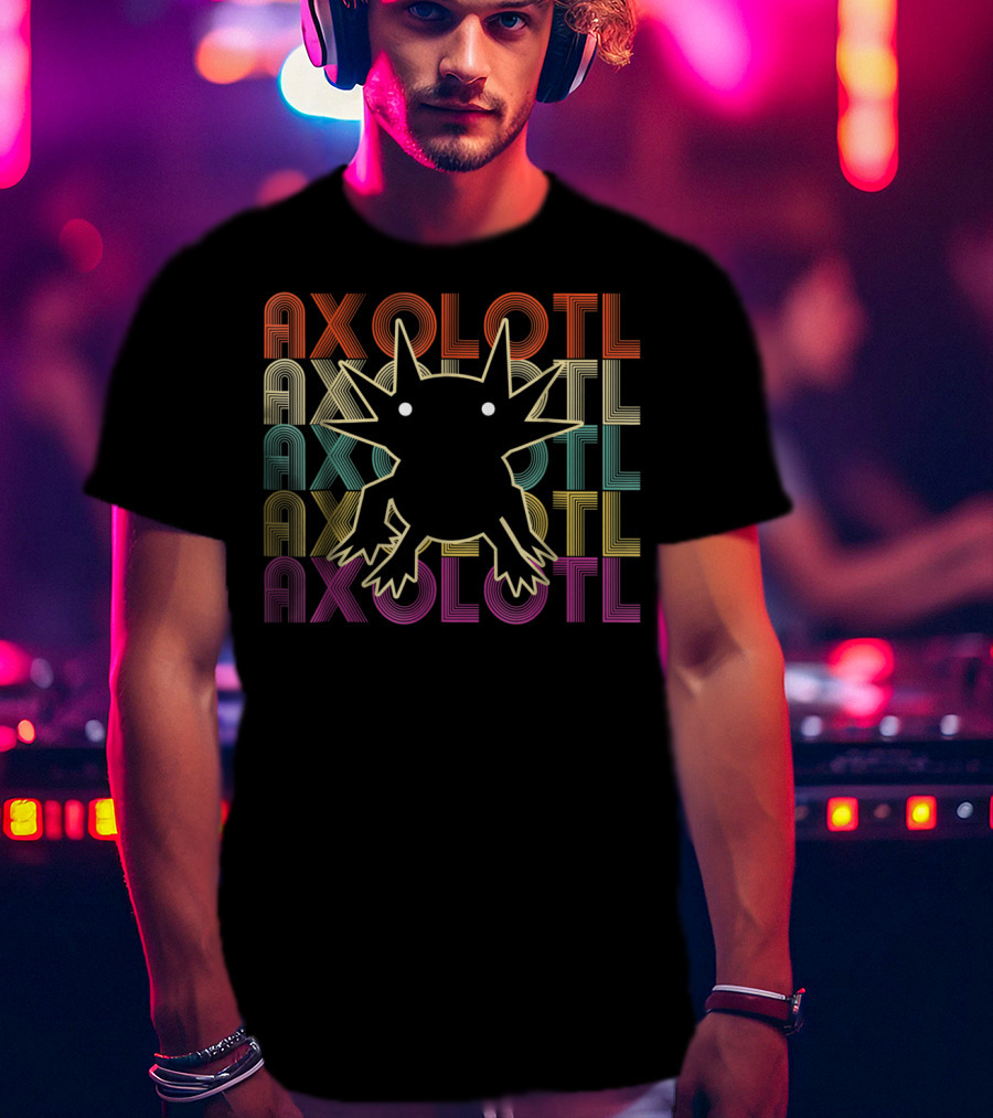 Axolotl Axolotl Retro Multicolor Outline T-Shirt