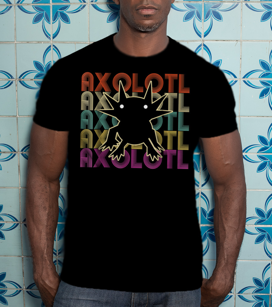 Axolotl Axolotl Retro Multicolor Outline T-Shirt