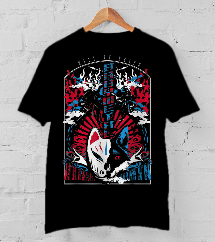 Babymetalfcus Wall Of Death Katana Mask Warriors Flames Red Blue Japan T-Shirt
