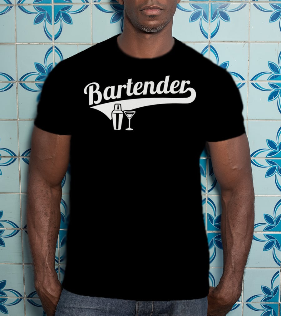 Bartender Cocktail Shaker And Martini Glass T-Shirt