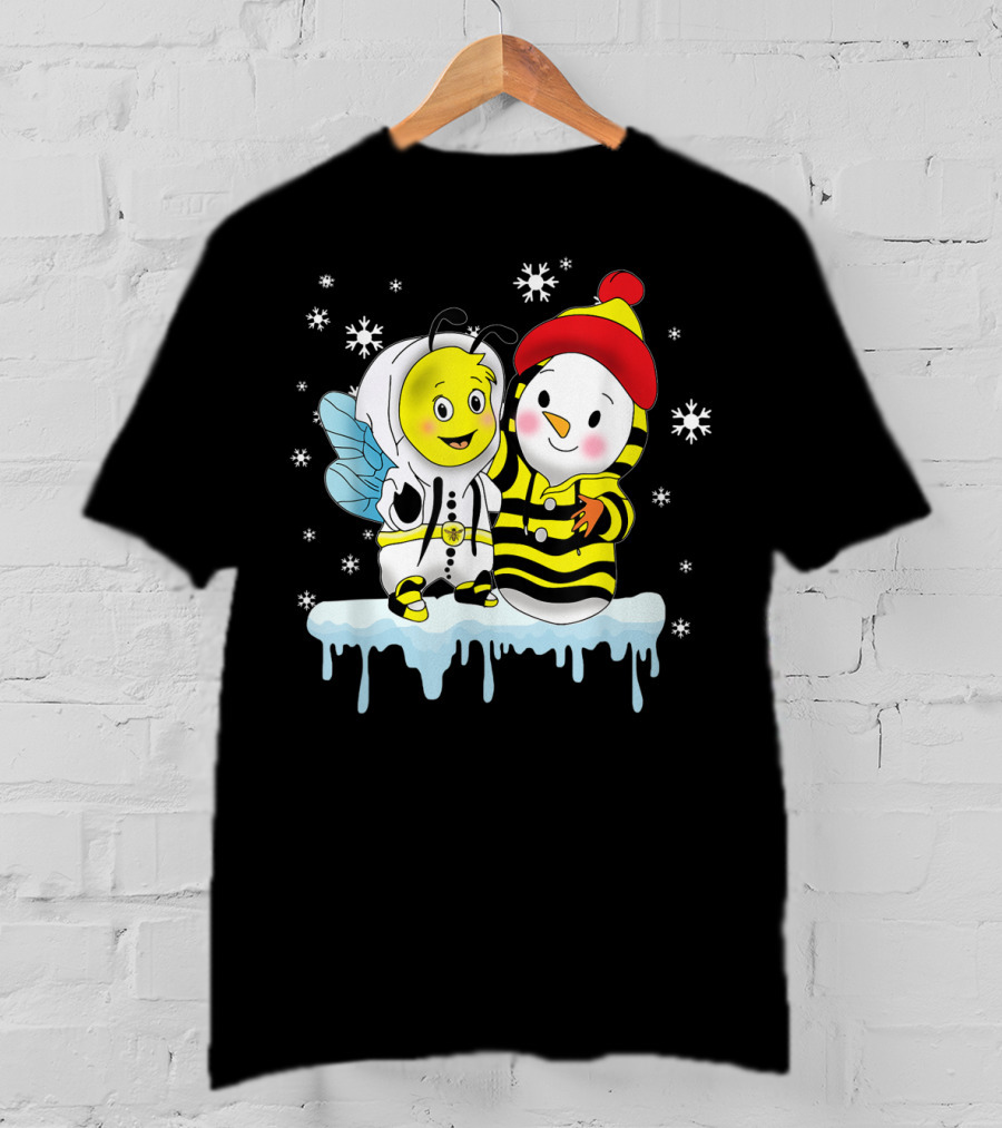 Snowman And Bee Holiday Friendship T-Shirt